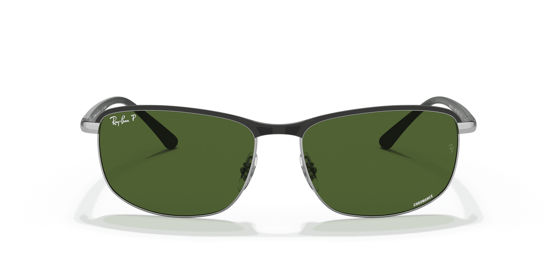 [Dark Green Lenses, Polished Black On Silver Frame]