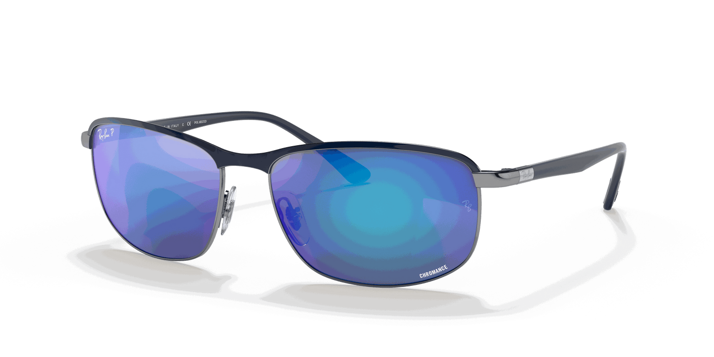 [Grey/Blue Lenses, Matte Blue On Gunmetal Frame]