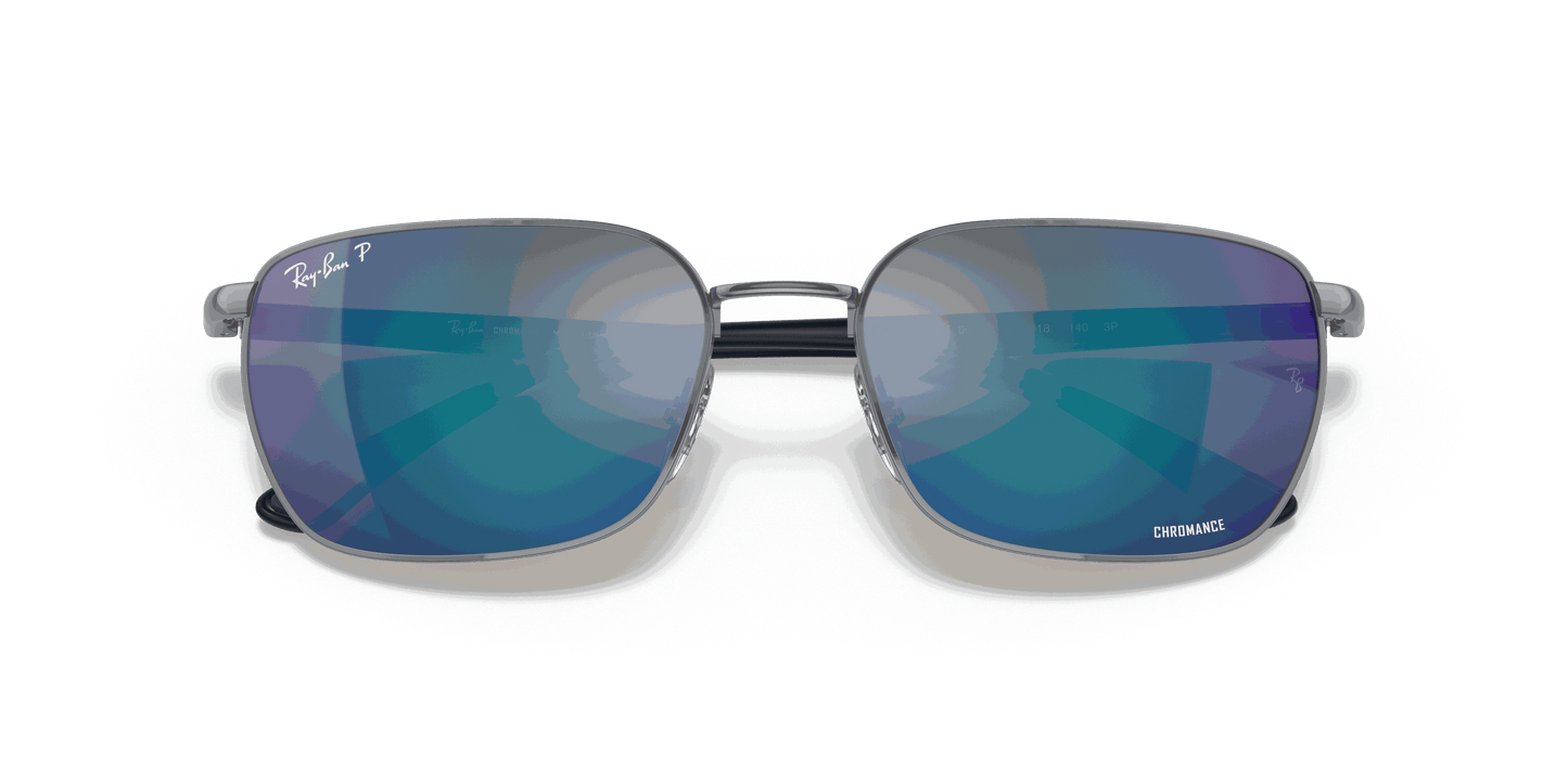 [Grey/Blue Lenses, Polished Gunmetal Frame]