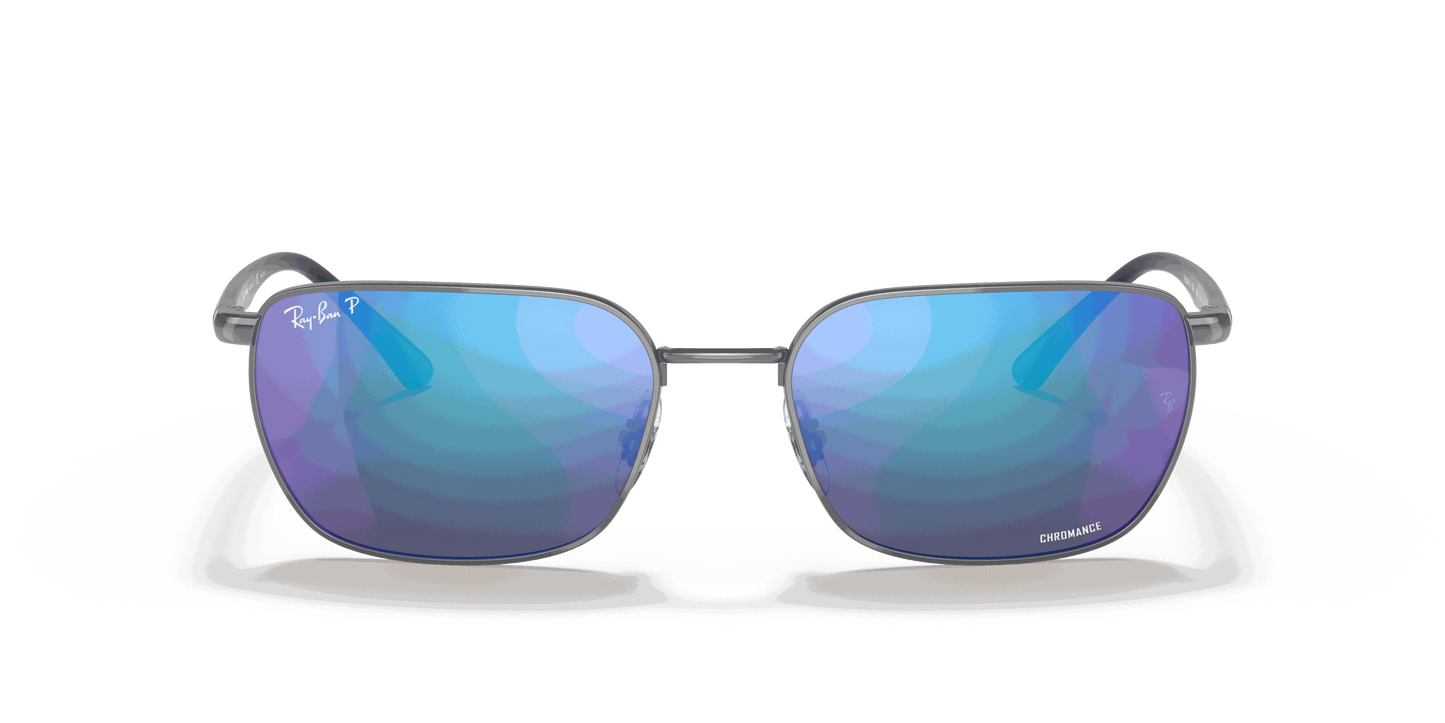 [Grey/Blue Lenses, Polished Gunmetal Frame]