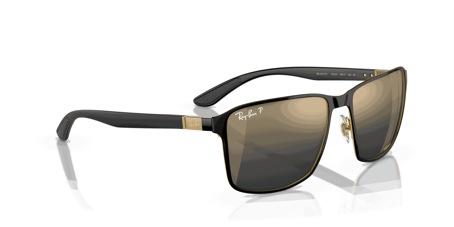 [Blue/Gold Lenses, Polished Black On Gold Frame]