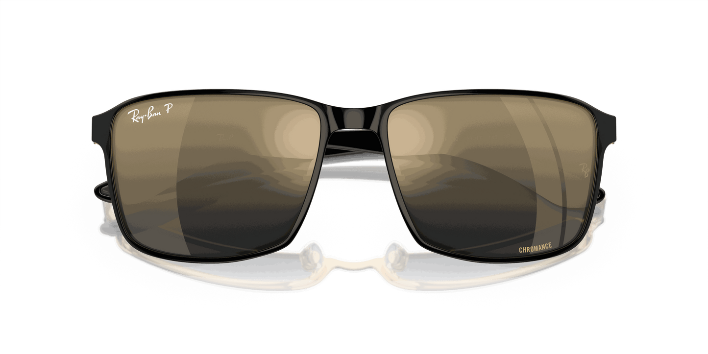 [Blue/Gold Lenses, Polished Black On Gold Frame]