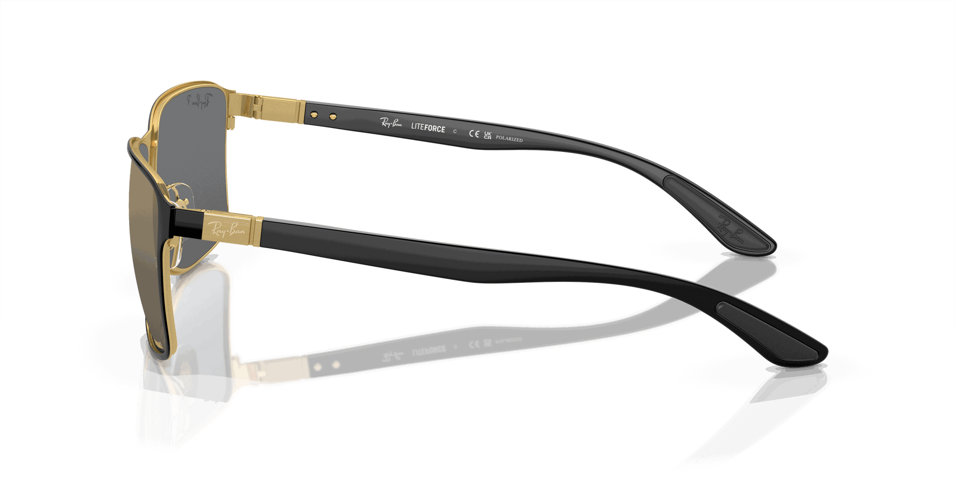 [Blue/Gold Lenses, Polished Black On Gold Frame]
