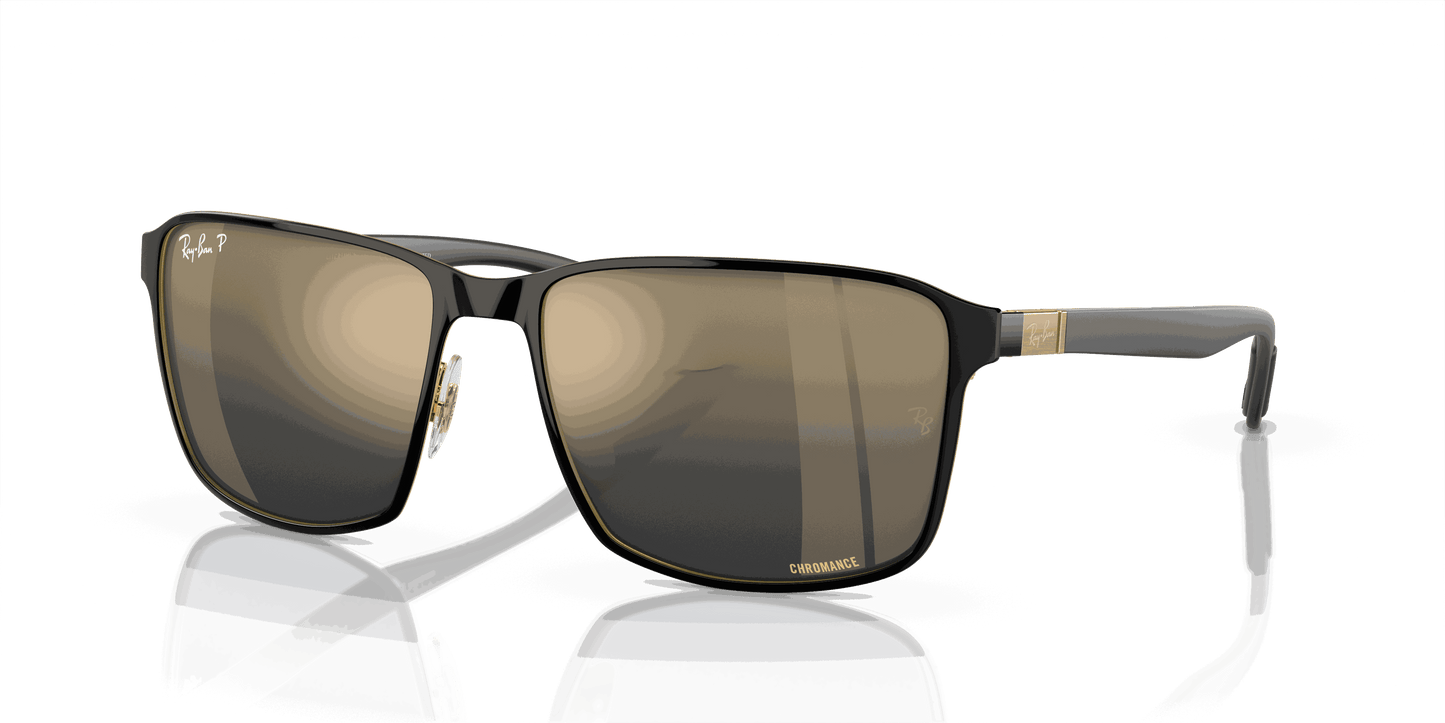 [Blue/Gold Lenses, Polished Black On Gold Frame]