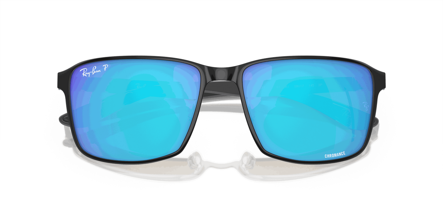 [Blue Lenses, Polished Black On Silver Frame]