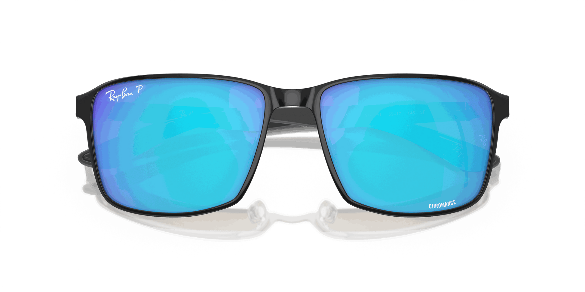 [Blue Lenses, Polished Black On Silver Frame]