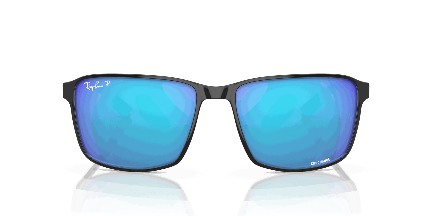 [Blue Lenses, Polished Black On Silver Frame]