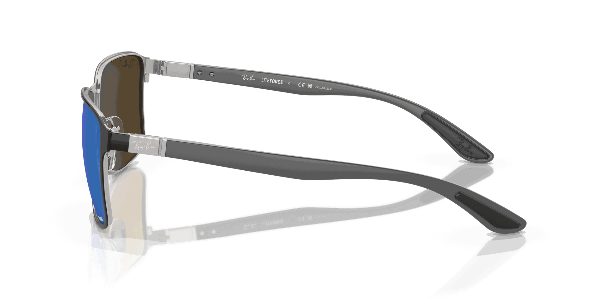 [Blue Lenses, Polished Black On Silver Frame]