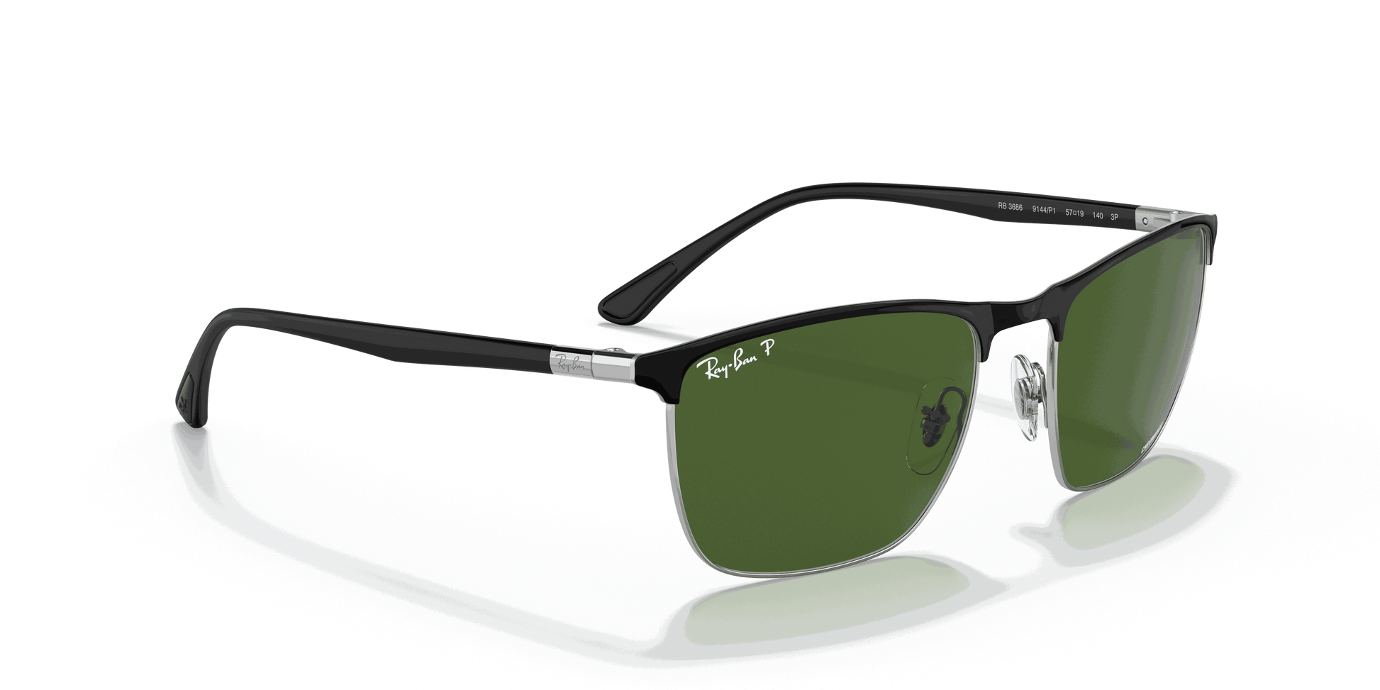 [Dark Green Lenses, Polished Black On Silver Frame]