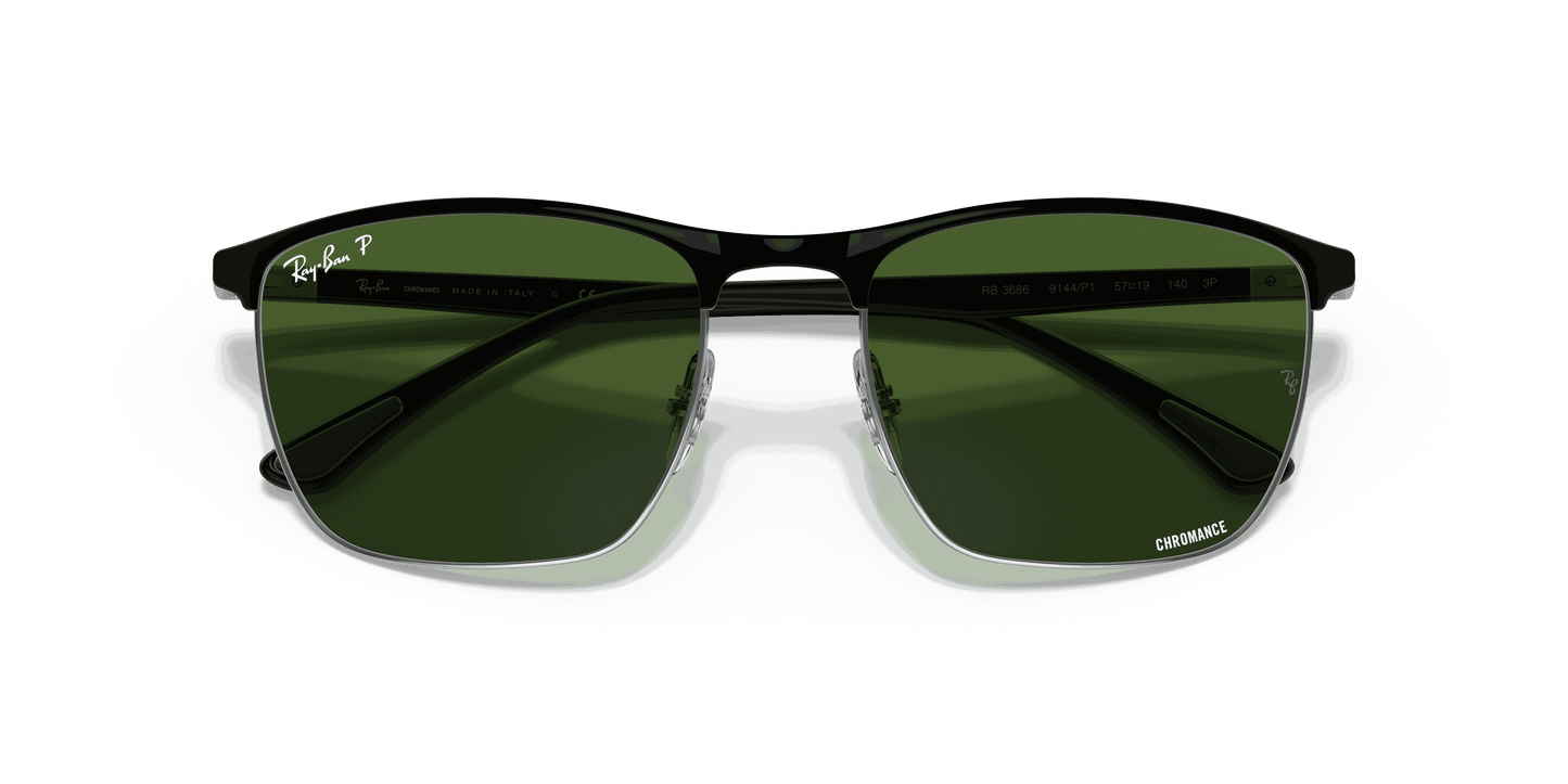 [Dark Green Lenses, Polished Black On Silver Frame]