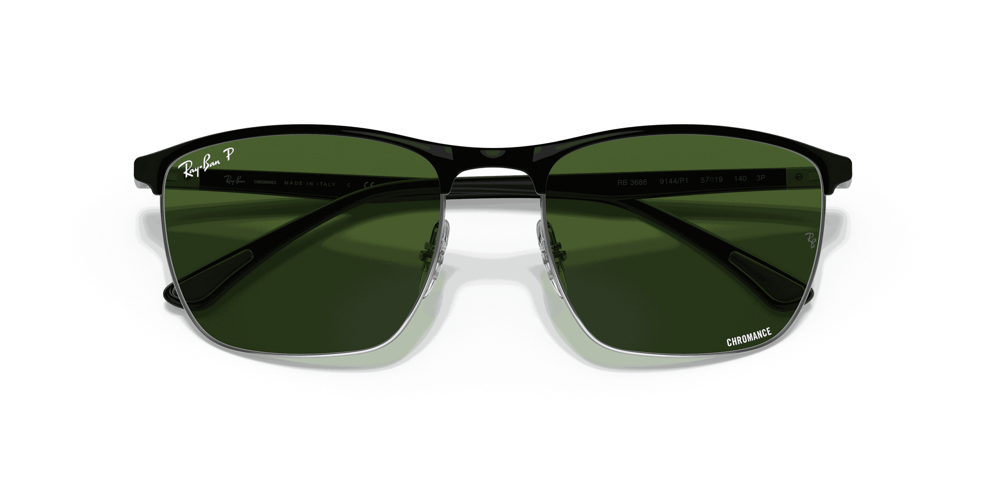 [Dark Green Lenses, Polished Black On Silver Frame]