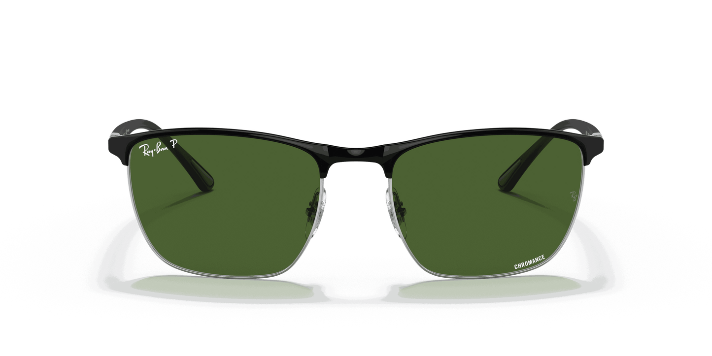 [Dark Green Lenses, Polished Black On Silver Frame]