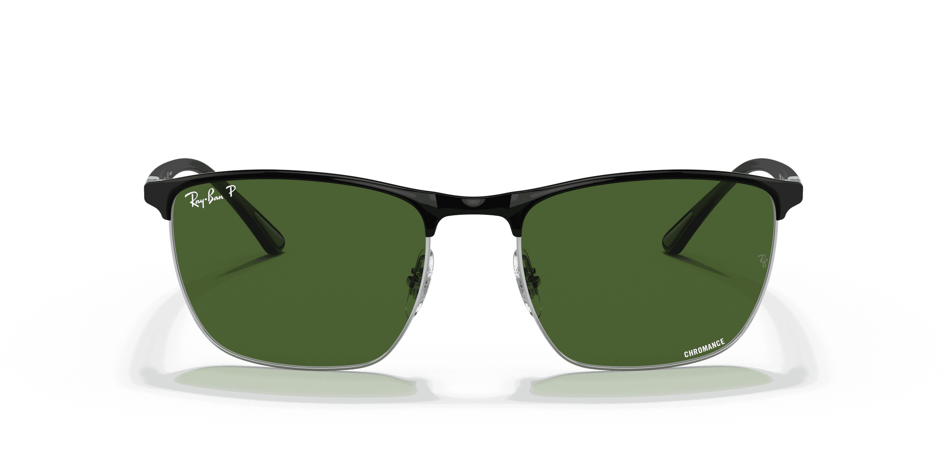 [Dark Green Lenses, Polished Black On Silver Frame]