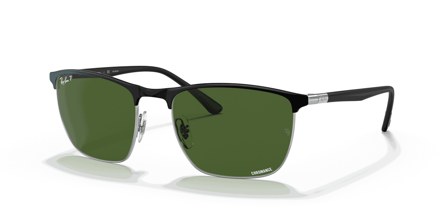 [Dark Green Lenses, Polished Black On Silver Frame]
