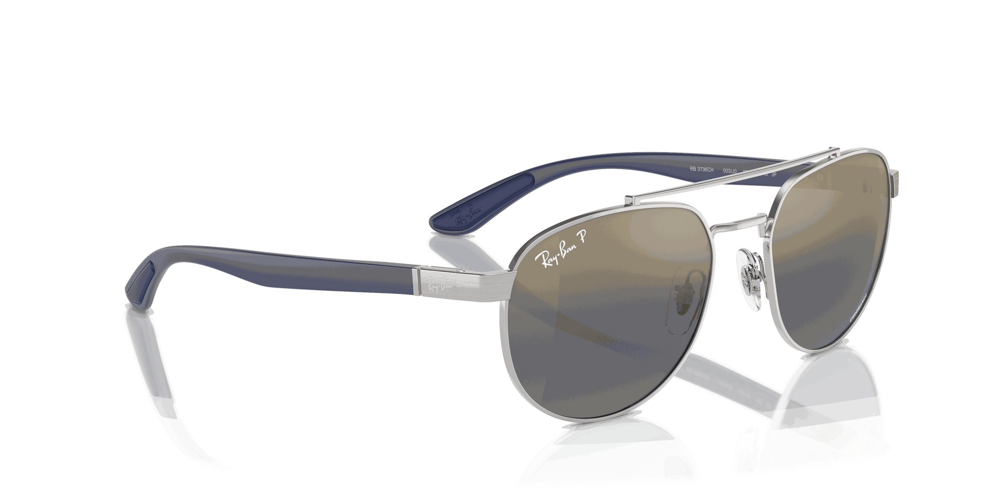 [Blue & Gold Lenses, Polished Silver Frame]