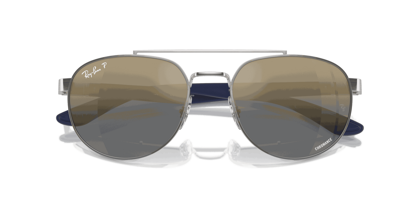 [Blue & Gold Lenses, Polished Silver Frame]
