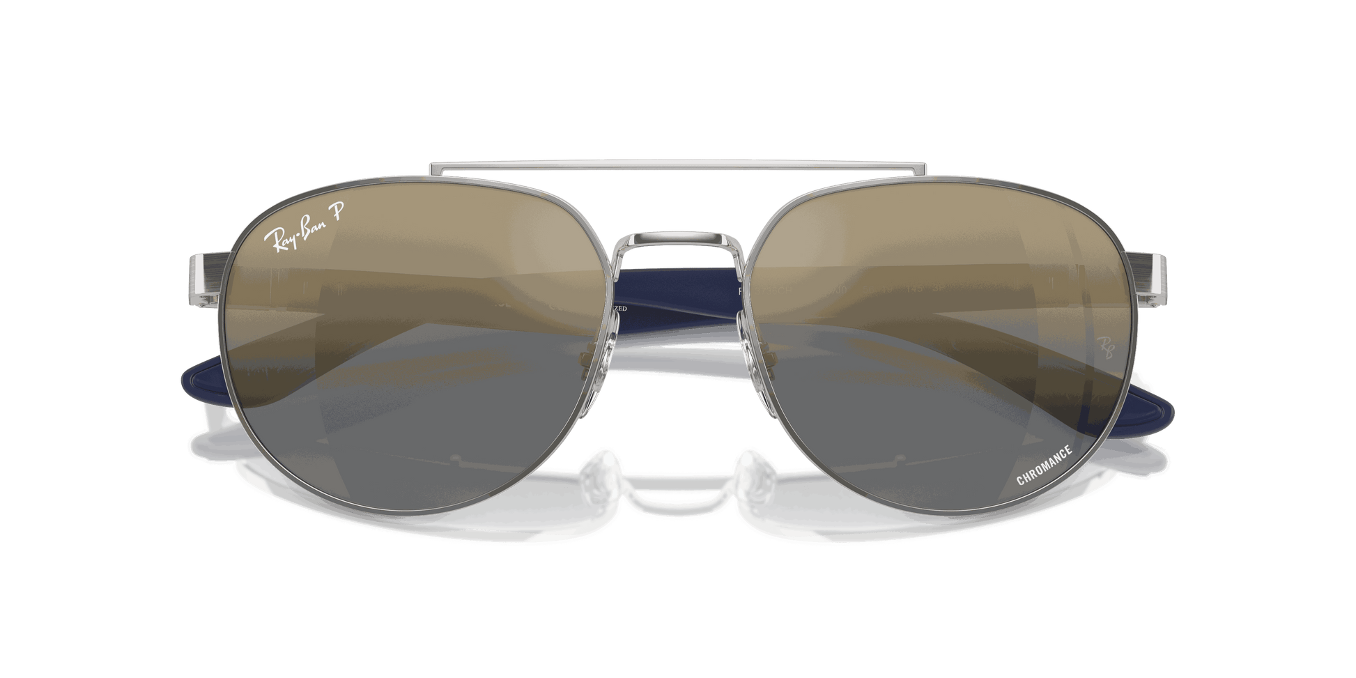 [Blue & Gold Lenses, Polished Silver Frame]