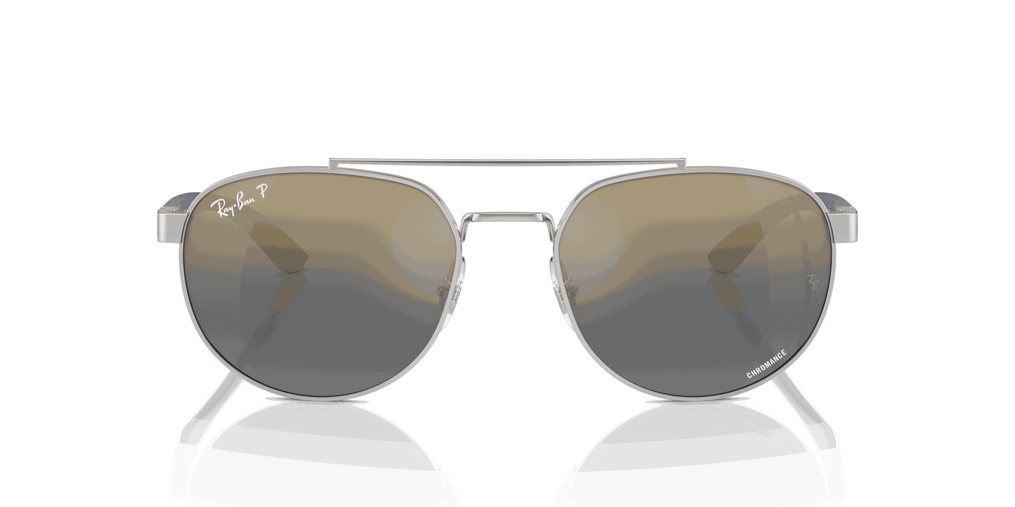 [Blue & Gold Lenses, Polished Silver Frame]