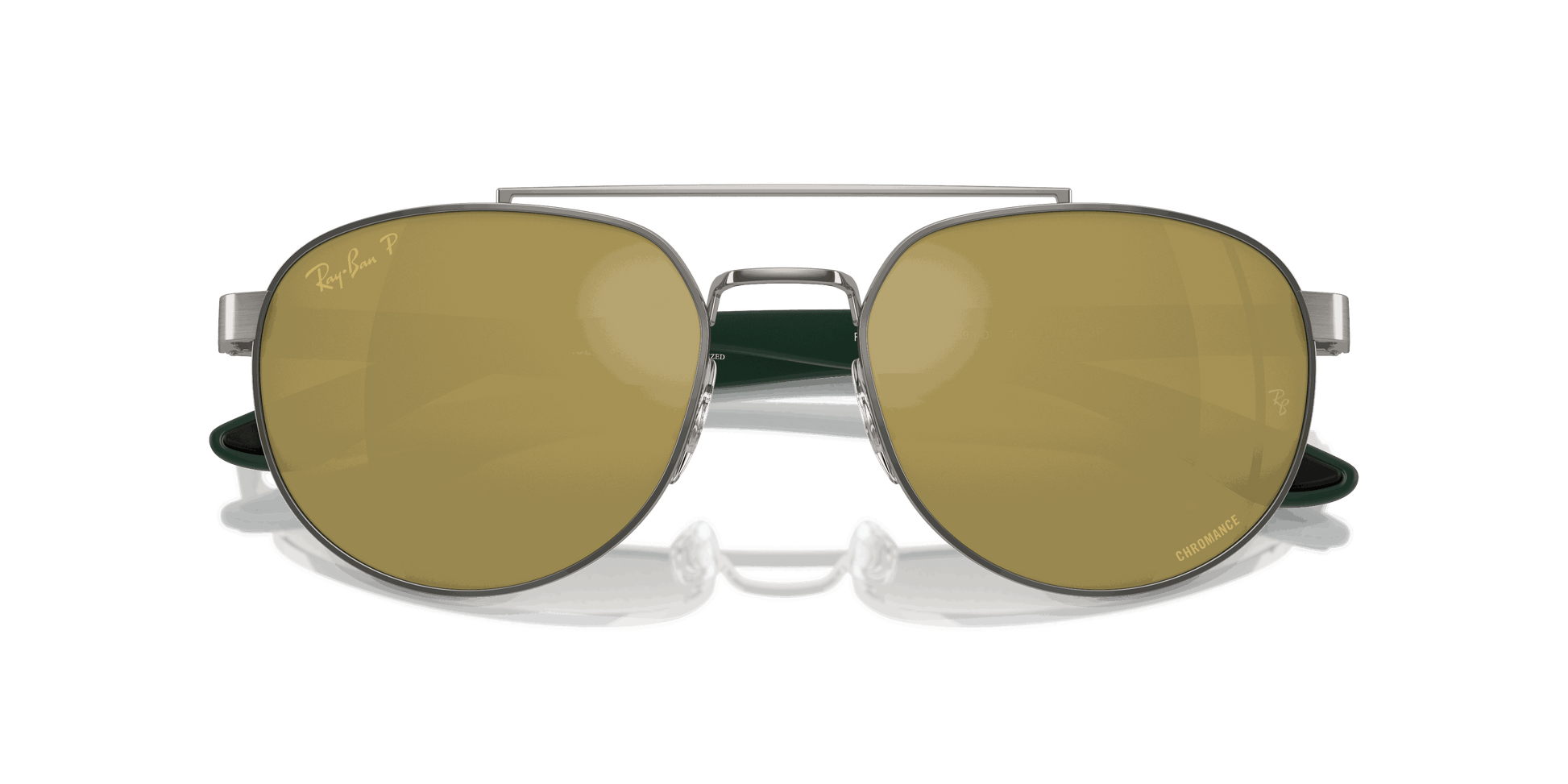 [Green & Gold Lenses, Polished Gunmetal Frame]