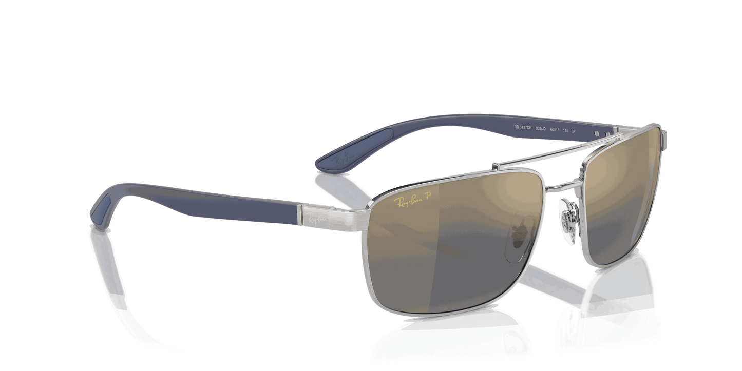 [Blue & Gold Lenses, Polished Silver Frame]