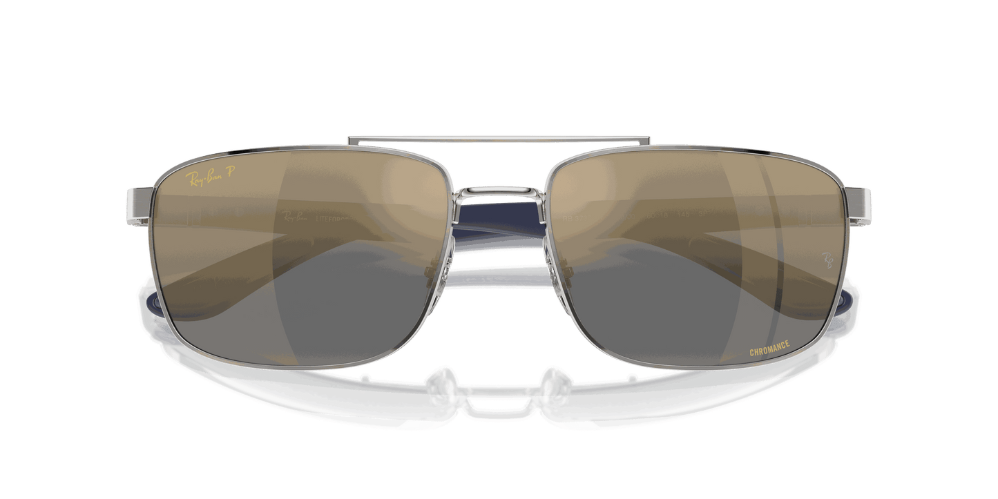 [Blue & Gold Lenses, Polished Silver Frame]