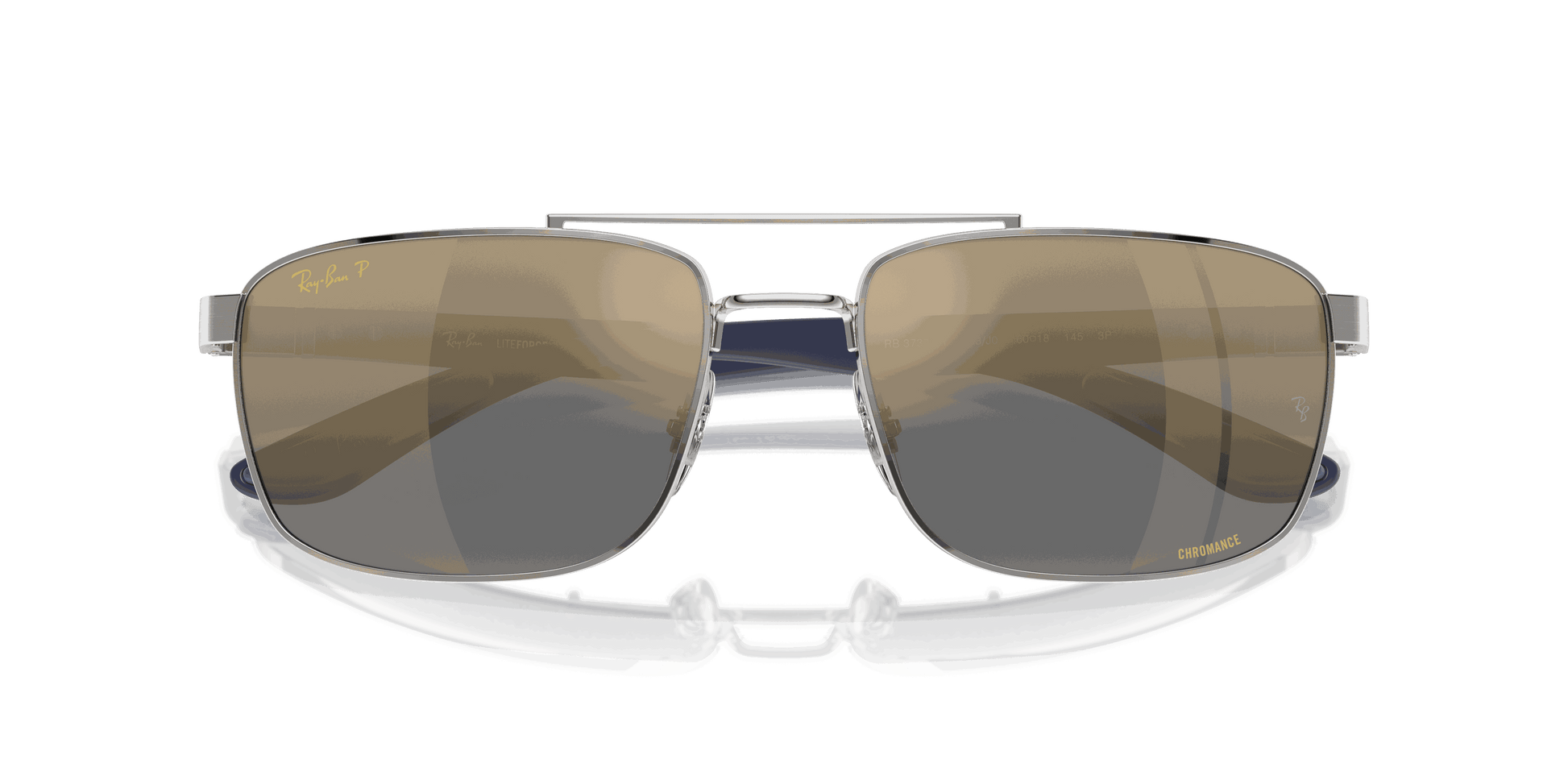 [Blue & Gold Lenses, Polished Silver Frame]