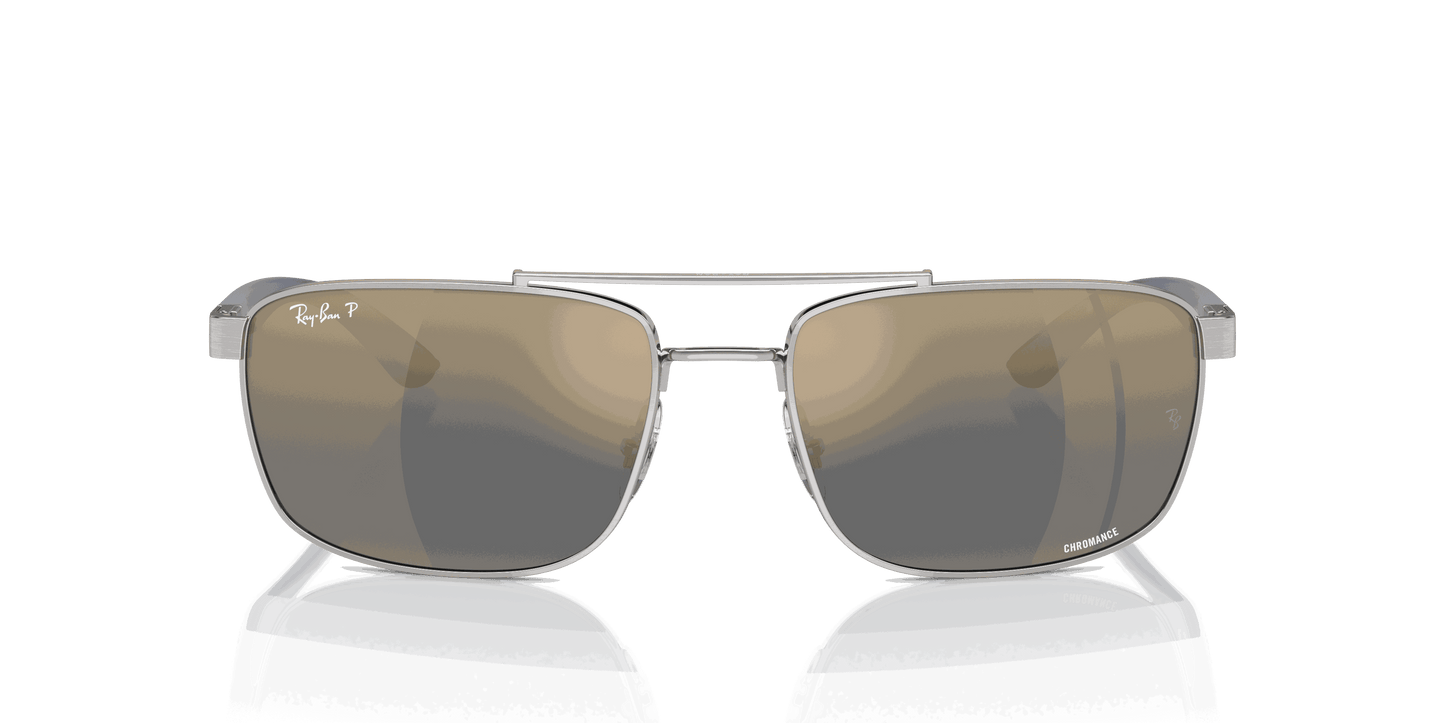 [Blue & Gold Lenses, Polished Silver Frame]