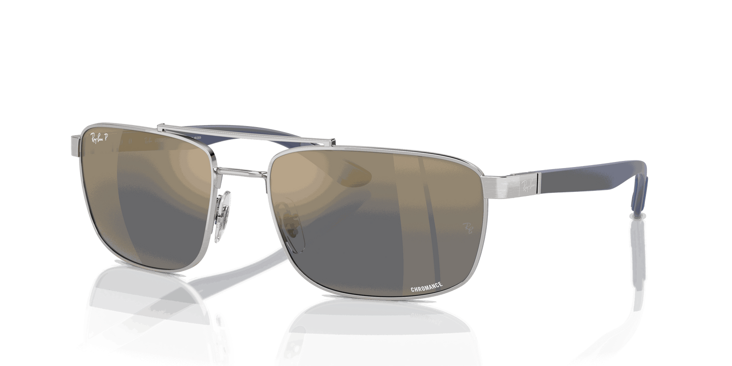 [Blue & Gold Lenses, Polished Silver Frame]