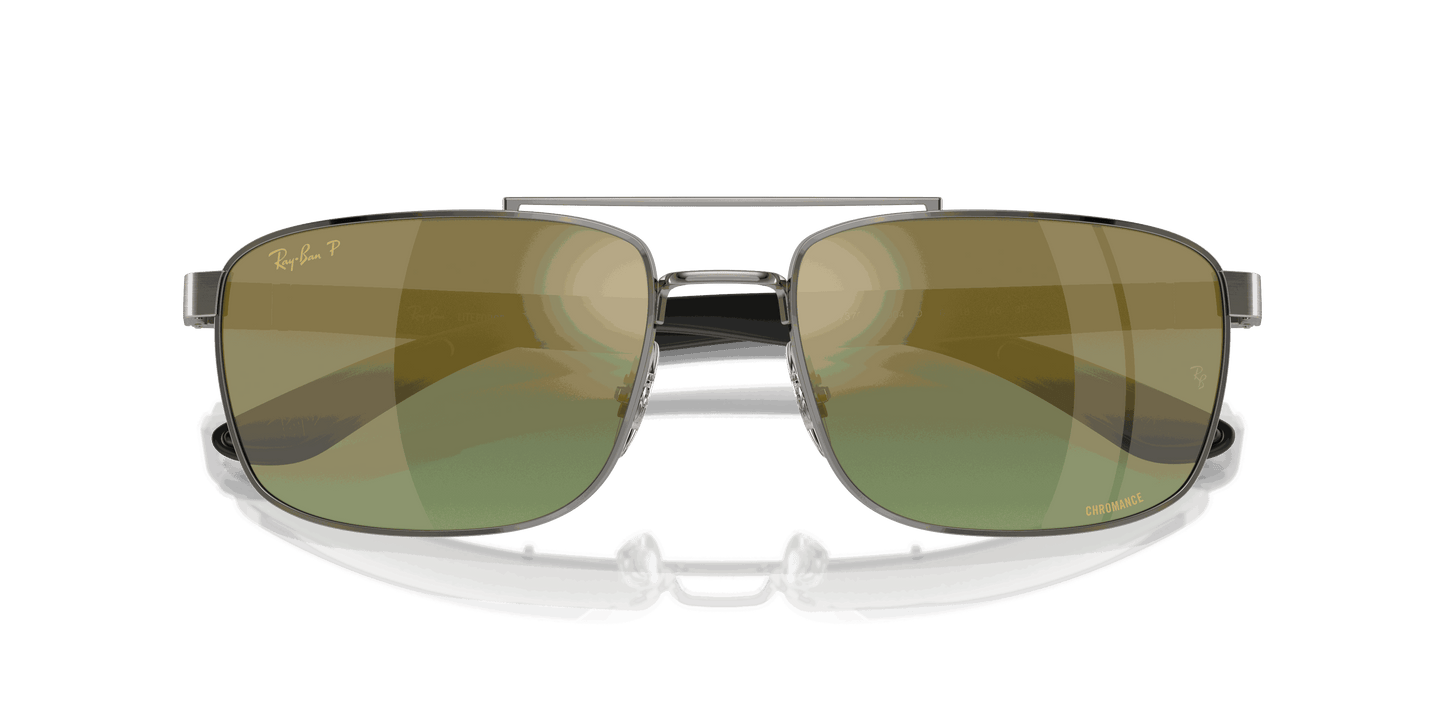 [Green & Gold Lenses, Polished Gunmetal Frame]