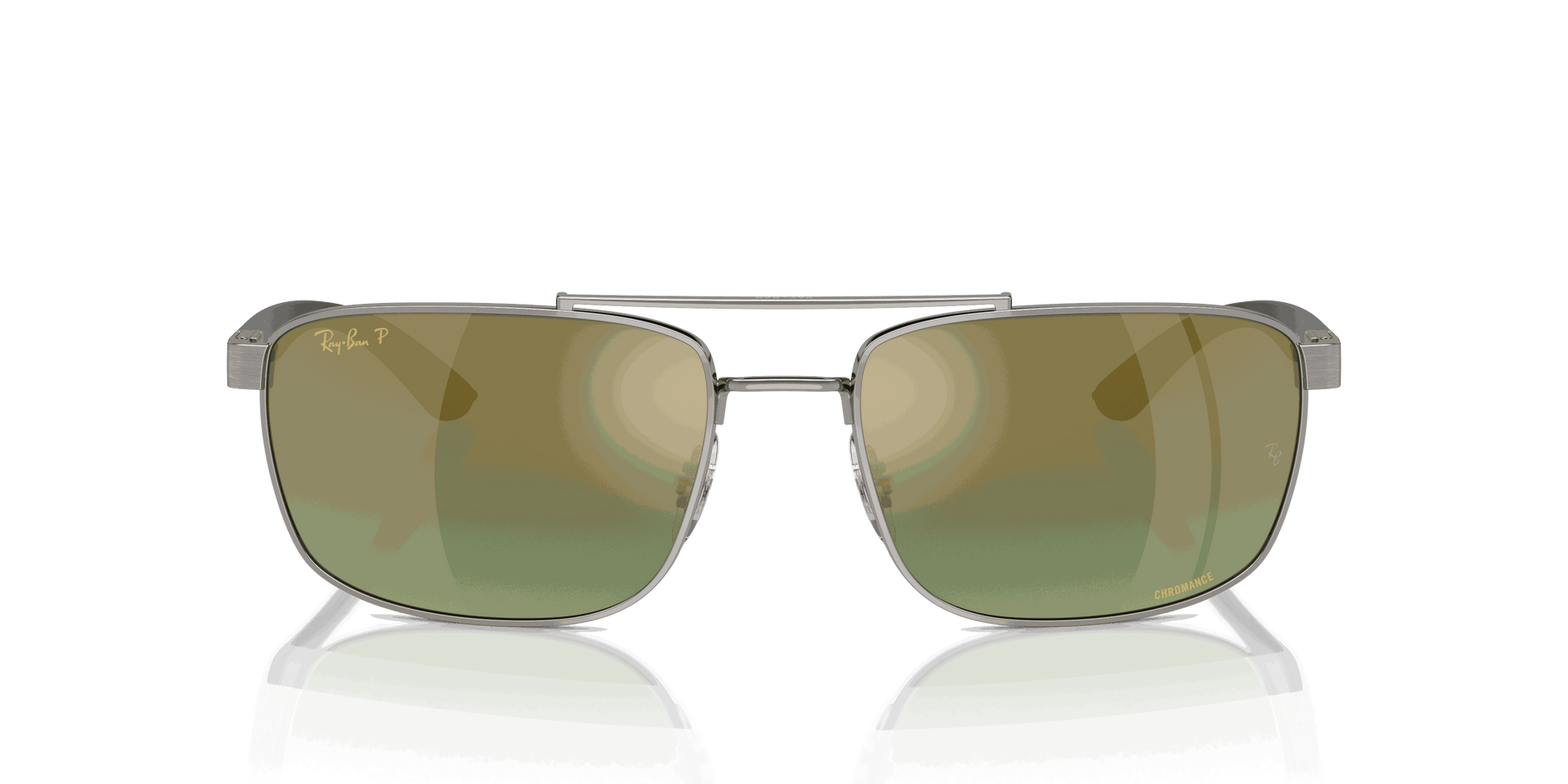 [Green & Gold Lenses, Polished Gunmetal Frame]