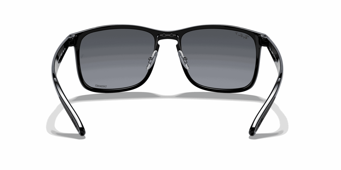 [Blue Mirror Gold Gradient Lenses, Polished Black Frame]