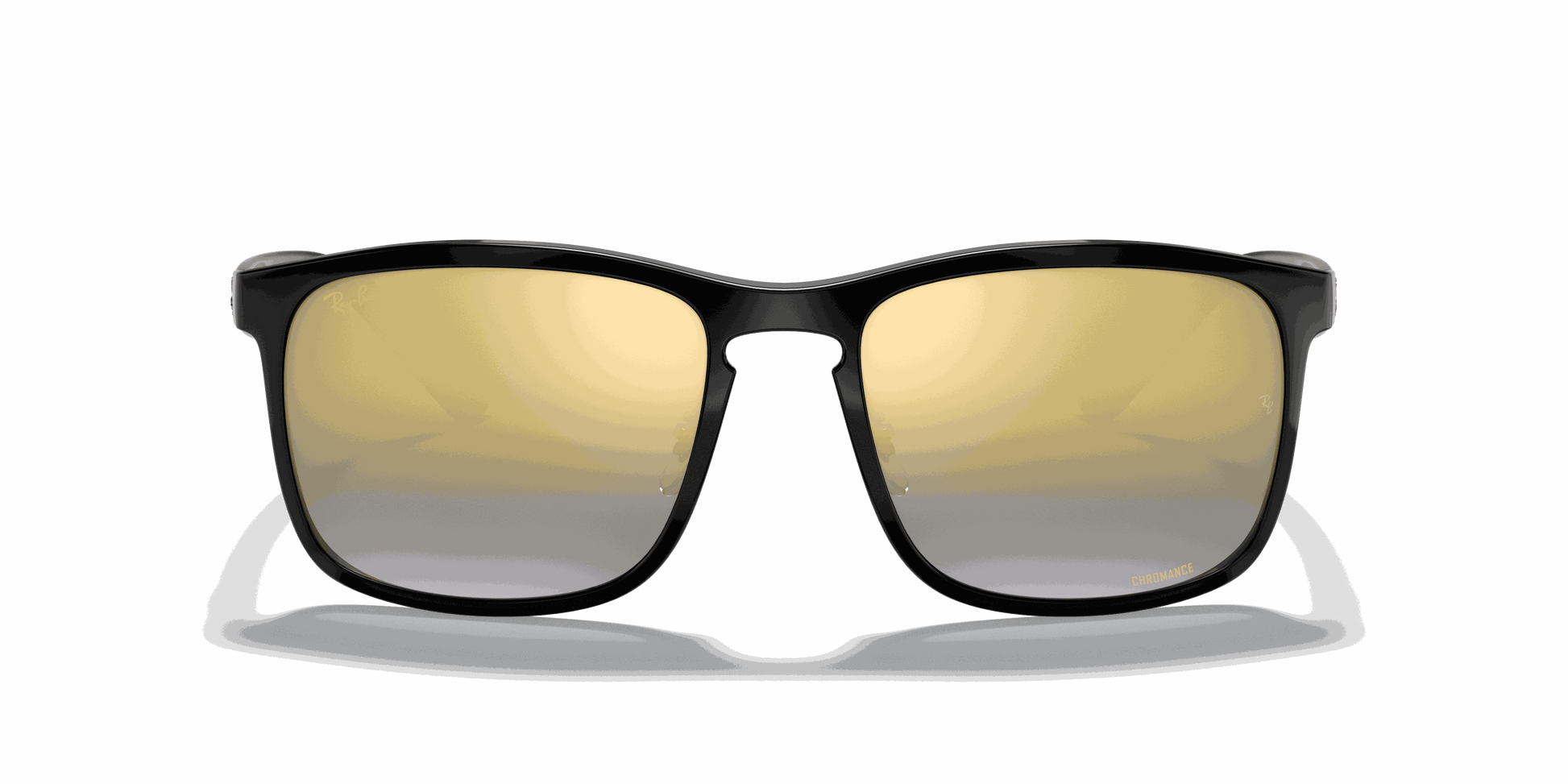 [Blue Mirror Gold Gradient Lenses, Polished Black Frame]