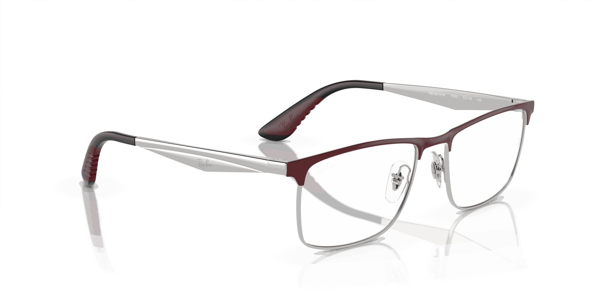 [Clear Lenses, Polished Dark Red On Silver Frame]