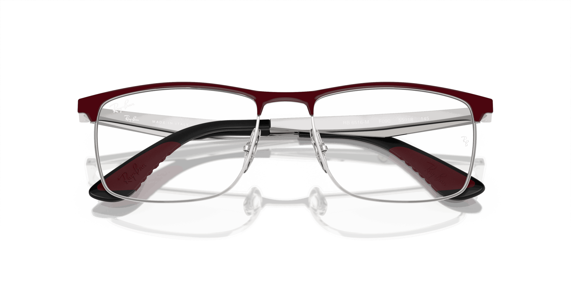 [Clear Lenses, Polished Dark Red On Silver Frame]