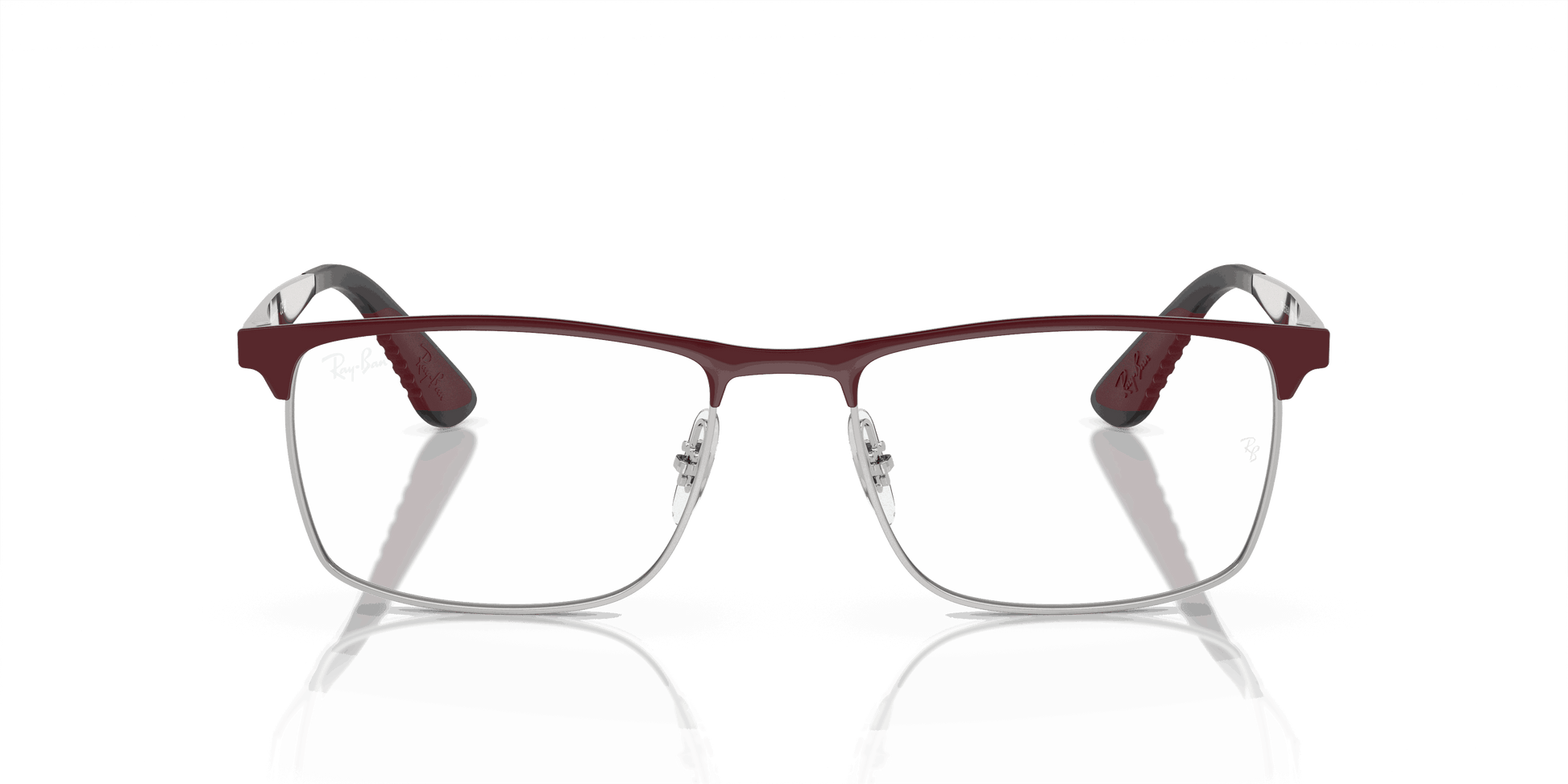 [Clear Lenses, Polished Dark Red On Silver Frame]