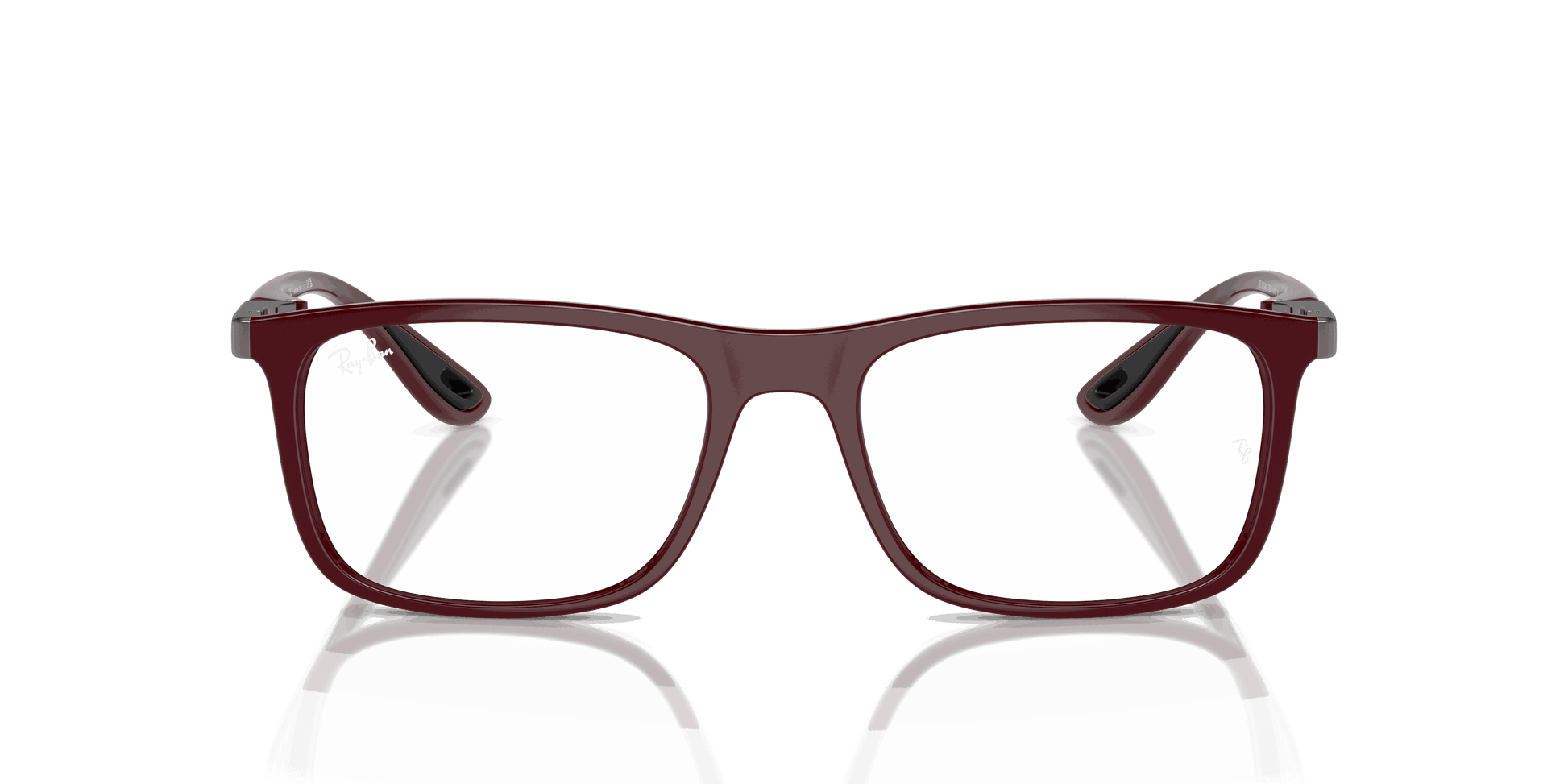 [Clear Lenses, Polished Dark Red Frame]