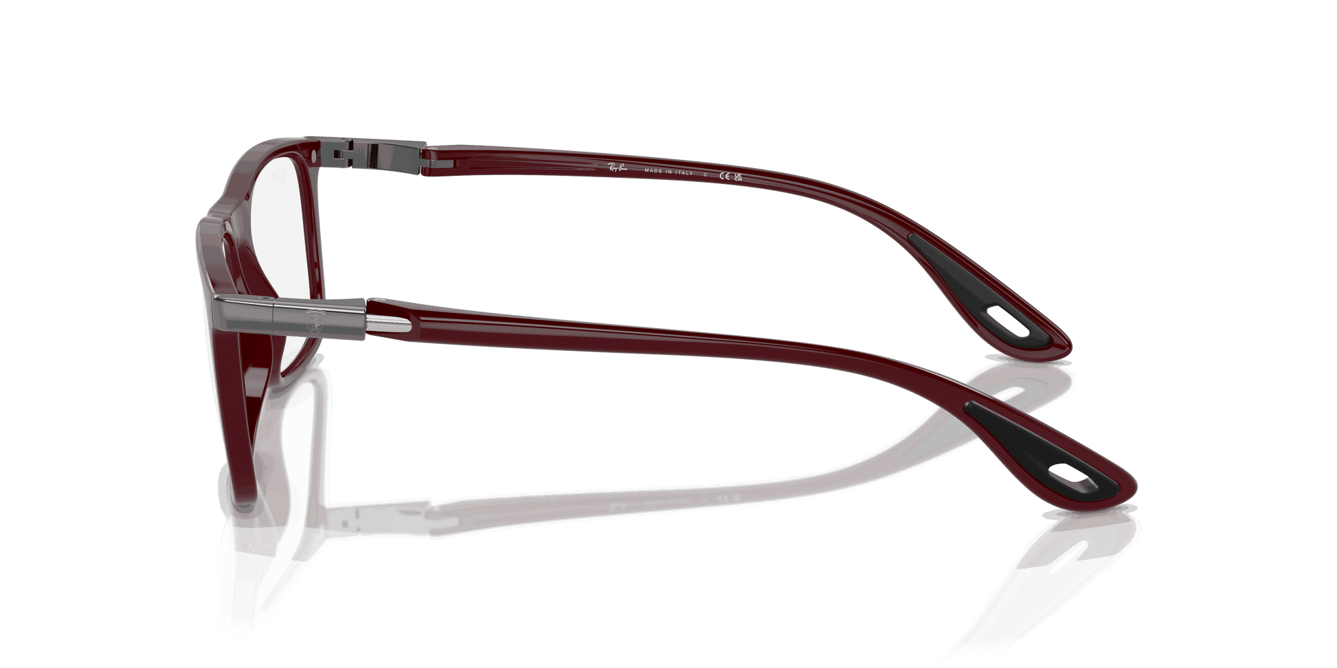 [Clear Lenses, Polished Dark Red Frame]