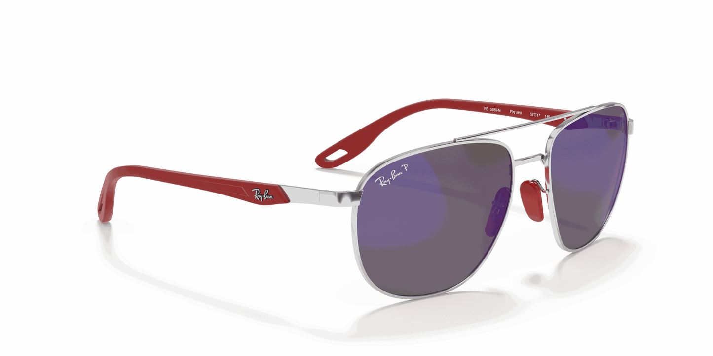 [Blue Lenses, Polished Silver Frame]