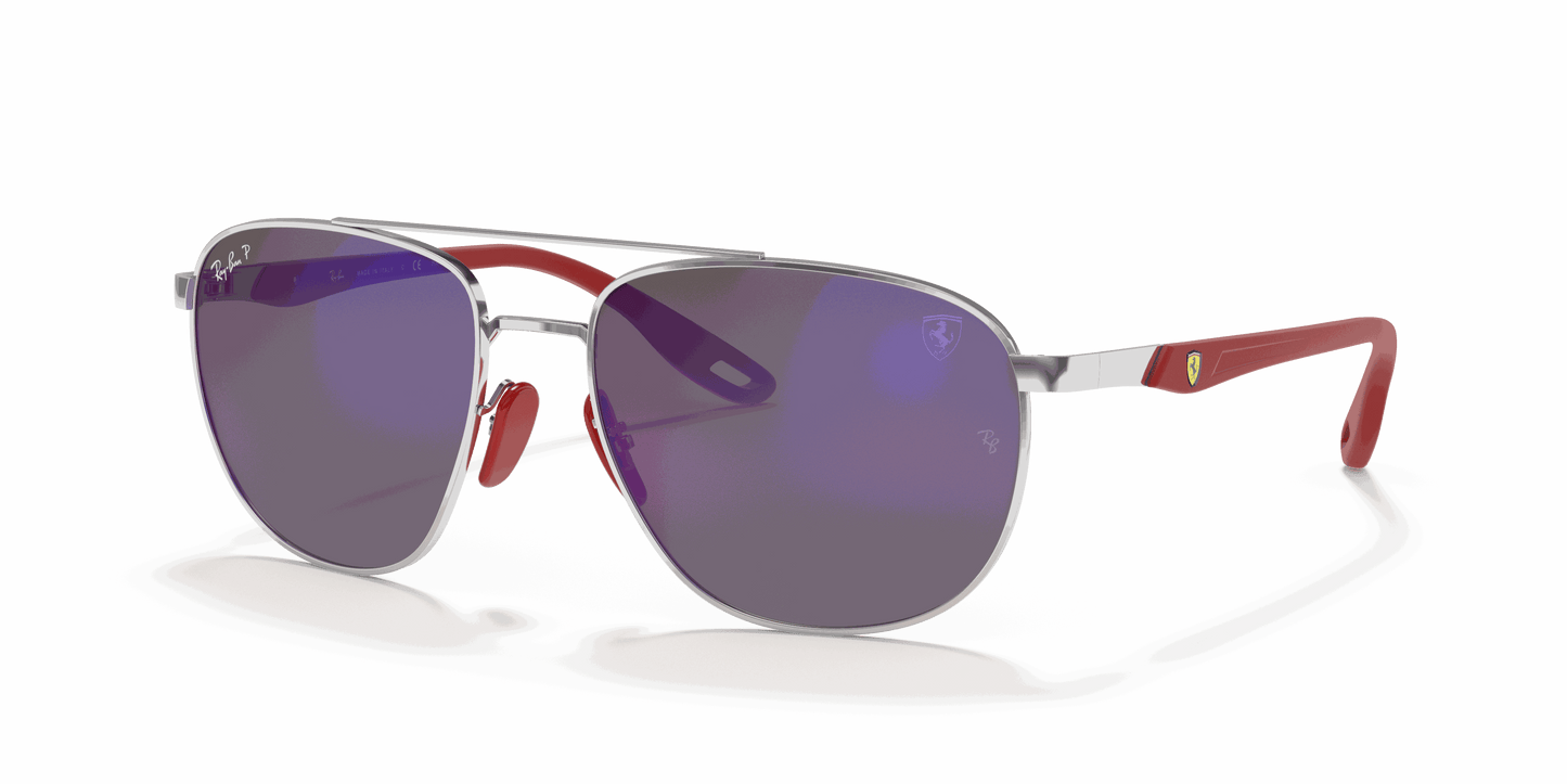 [Blue Lenses, Polished Silver Frame]