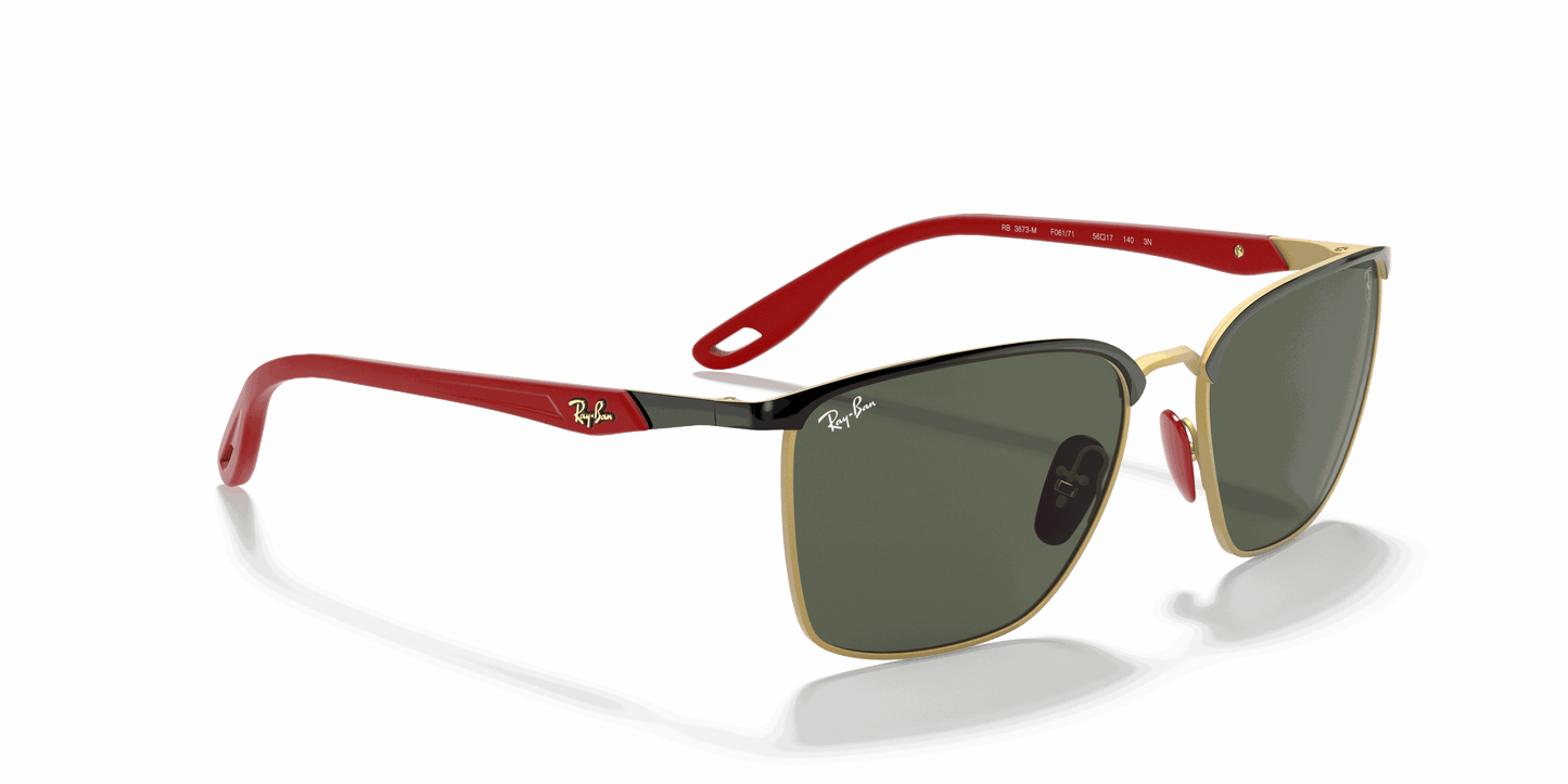 [Green Classic Lenses, Polished Black On Gold Frame]