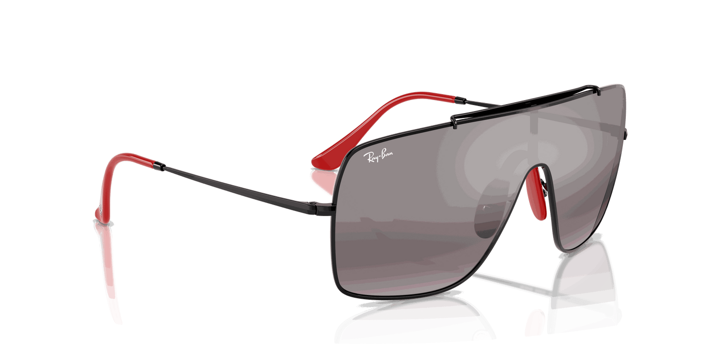 [Violet Mirror Gradient Silver Lenses, Polished Black Frame]