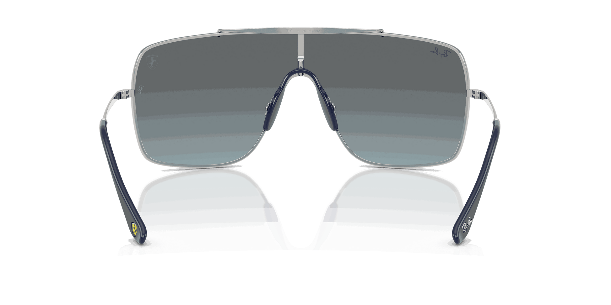 [Blue Mirror Gradient Silver Lenses, Polished Silver Frame]