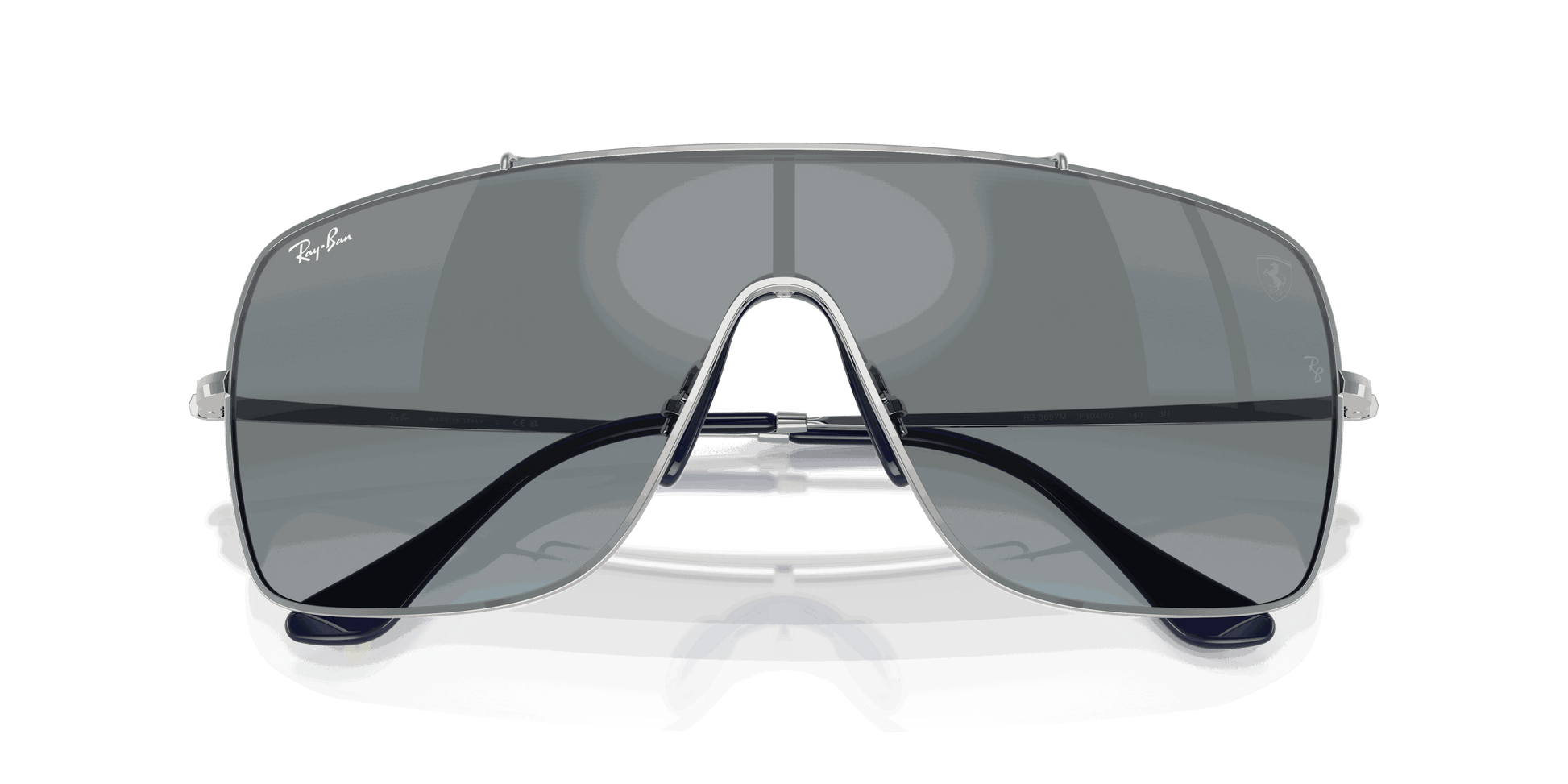 [Blue Mirror Gradient Silver Lenses, Polished Silver Frame]
