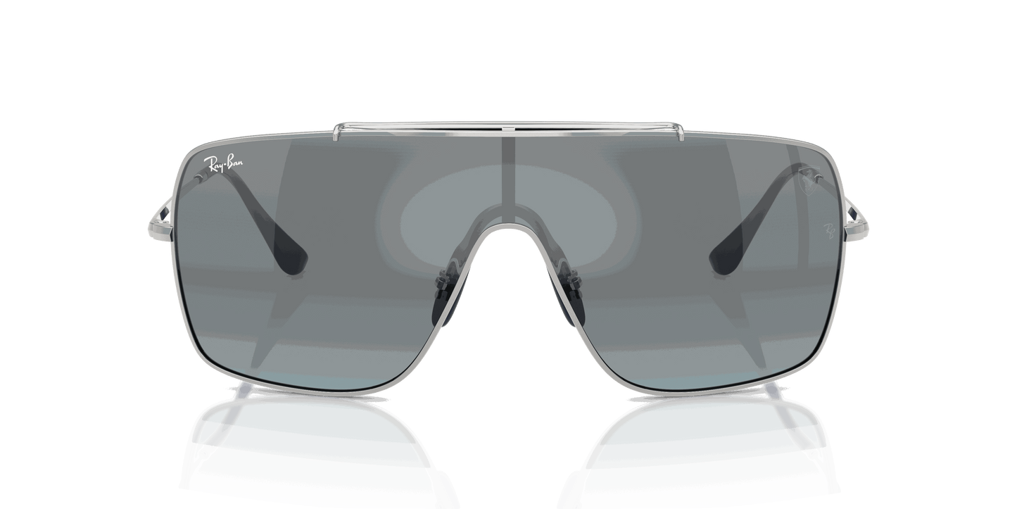 [Blue Mirror Gradient Silver Lenses, Polished Silver Frame]