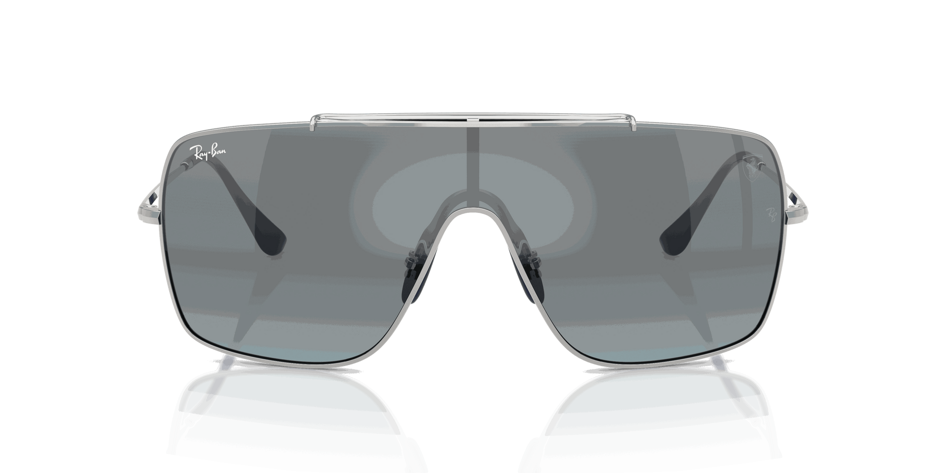 [Blue Mirror Gradient Silver Lenses, Polished Silver Frame]