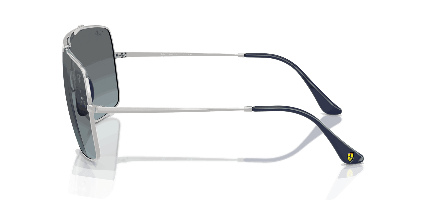 [Blue Mirror Gradient Silver Lenses, Polished Silver Frame]