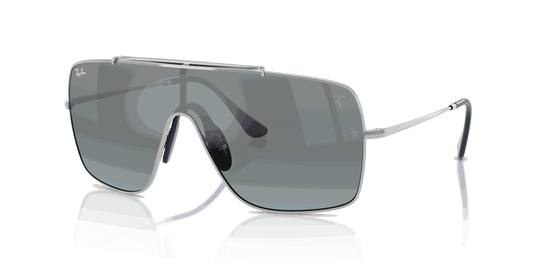[Blue Mirror Gradient Silver Lenses, Polished Silver Frame]