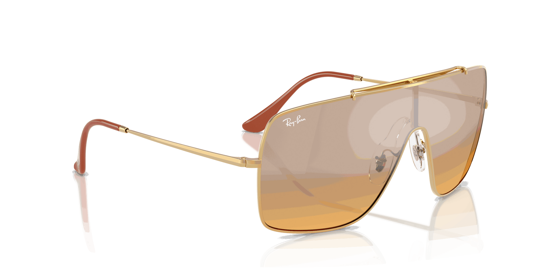 [Orange Mirror Gradient Silver Lenses, Polished Arista Gold Frame]