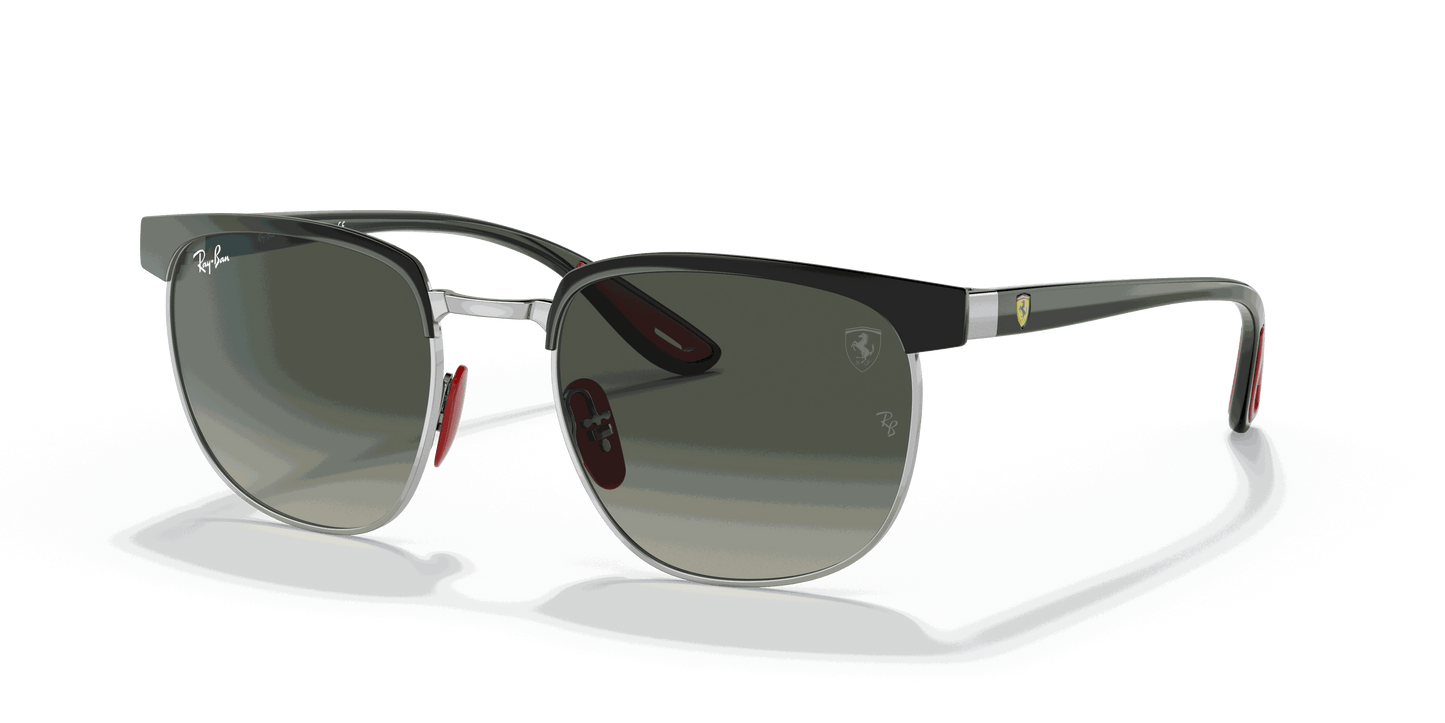 [Grey Gradient Lenses, Polished Black On Silver Frame]