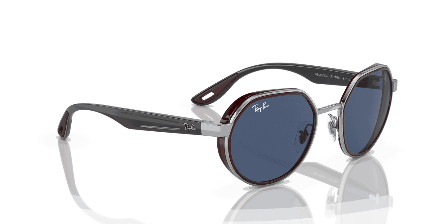 [Dark Blue Lenses, Polished Silver Frame]